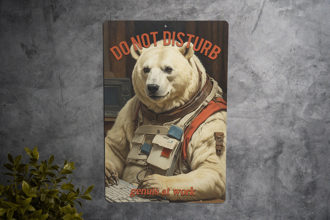 Do Not Disturb Genius at Work Metal Sign, Creative Space Sign, Workshop Decor, Artist at Work, Innovation Zone Sign