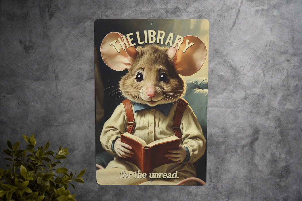 The Library for the Unread Metal Sign - Book Lover Decor, Reading Nook, Literary Humor, Unique Library Sign, Gift