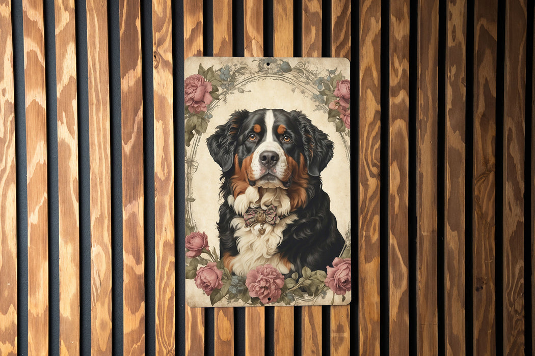 Victorian Portrait of Bernese Mountain Dog Metal Sign - Vintage Pet Decor, Dog Lover Gift, Animal Art, Unique Home Accent, Bernese Tribute