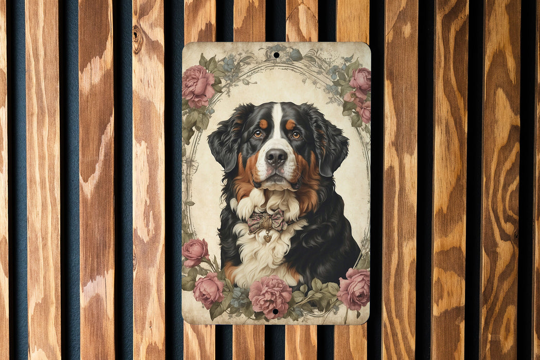 Victorian Portrait of Bernese Mountain Dog Metal Sign - Vintage Pet Decor, Dog Lover Gift, Animal Art, Unique Home Accent, Bernese Tribute