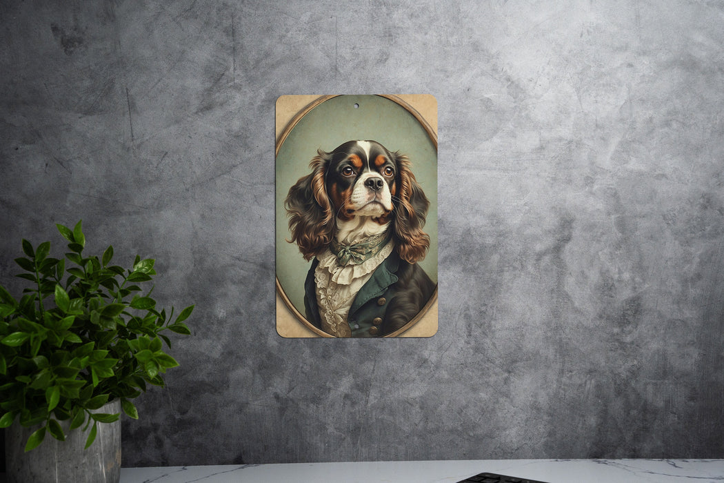 Victorian Portrait of a Charles Spaniel Metal Sign - Royal Dog Decor, Spaniel Lover Gift, Vintage Canine Art, Elegant Pet Portrait
