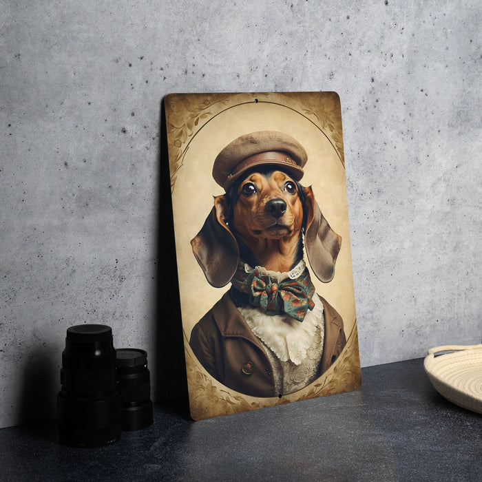 Victorian Portrait of a Dachshund Metal Sign - Classic Dog Art, Dachshund Enthusiast, Vintage Pet Portrait, Home Decor, Weiner Dog Sign