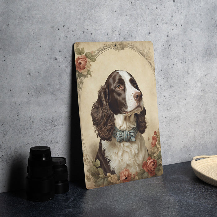 Victorian Portrait of an English Springer Metal Sign - Elegant Dog Art, Springer Spaniel Gift, Classic Decor, Pet Lover, Heritage Breed Sign