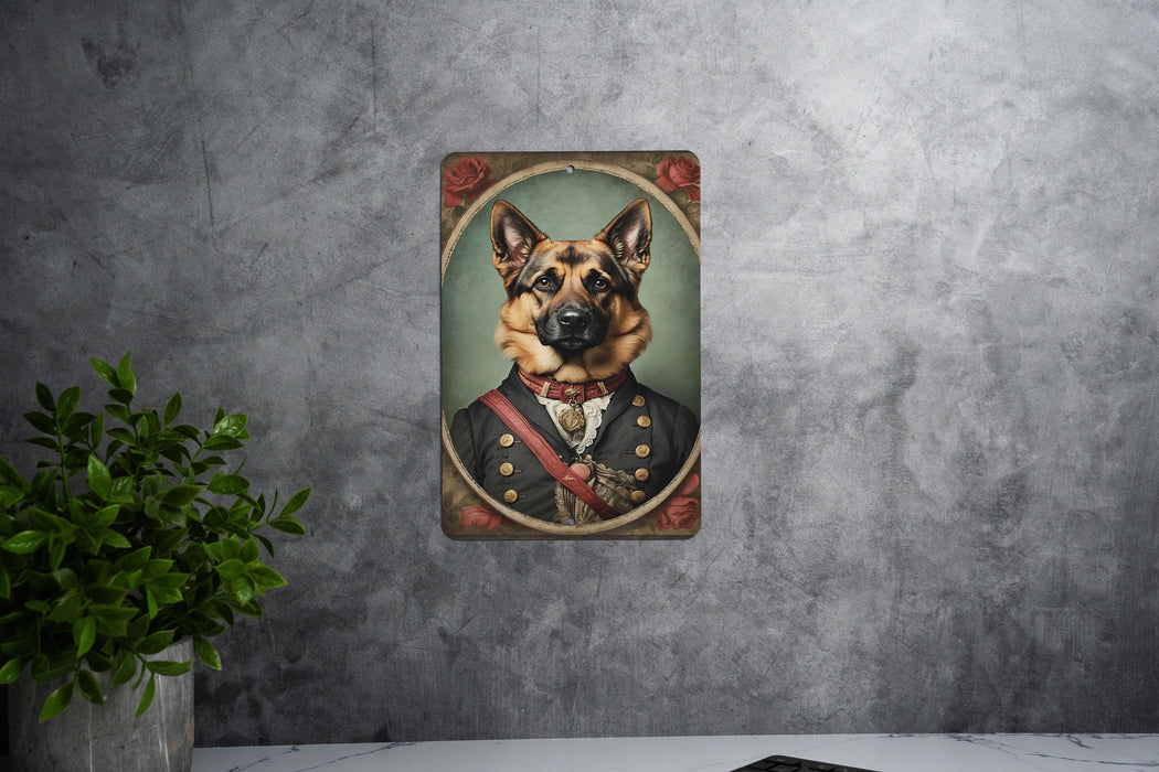 Victorian Portrait of a German Shepherd Metal Sign - Noble Dog Art, Shepherd Lover Gift, Classic Decor, Elegant Pet Portrait