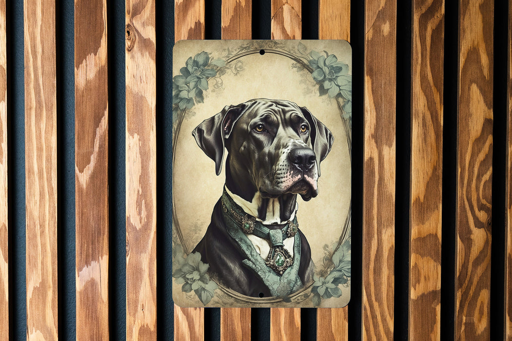 Victorian Portrait of a Victorian Great Dane Metal Sign - Majestic Dog Art, Great Dane Lover Gift, Antique Decor, Noble Pet Portrait