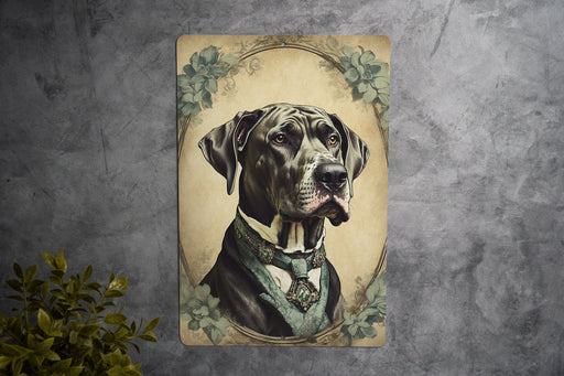 Victorian Portrait of a Victorian Great Dane Metal Sign - Majestic Dog Art, Great Dane Lover Gift, Antique Decor, Noble Pet Portrait