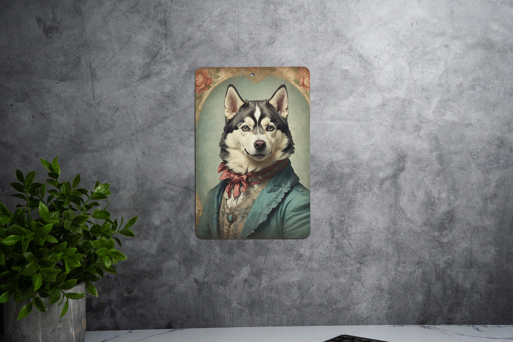 Victorian Portrait of a Husky Metal Sign - Arctic Dog Art, Husky Lover Gift, Vintage Decor, Mystical Pet Portrait, Winter Theme Home Accent