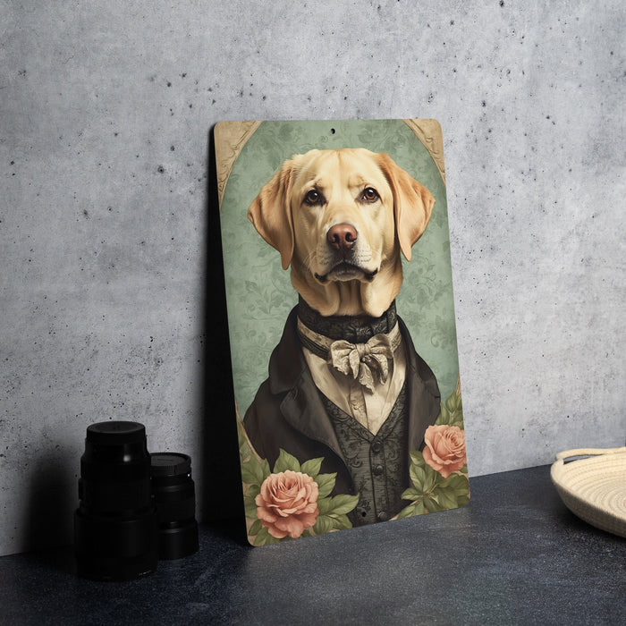 Victorian Portrait of a Labrador Retriever Metal Sign, Vintage Dog Art, Home Decor, Pet Lover Gift, Wall Hanging, Animal Portrait
