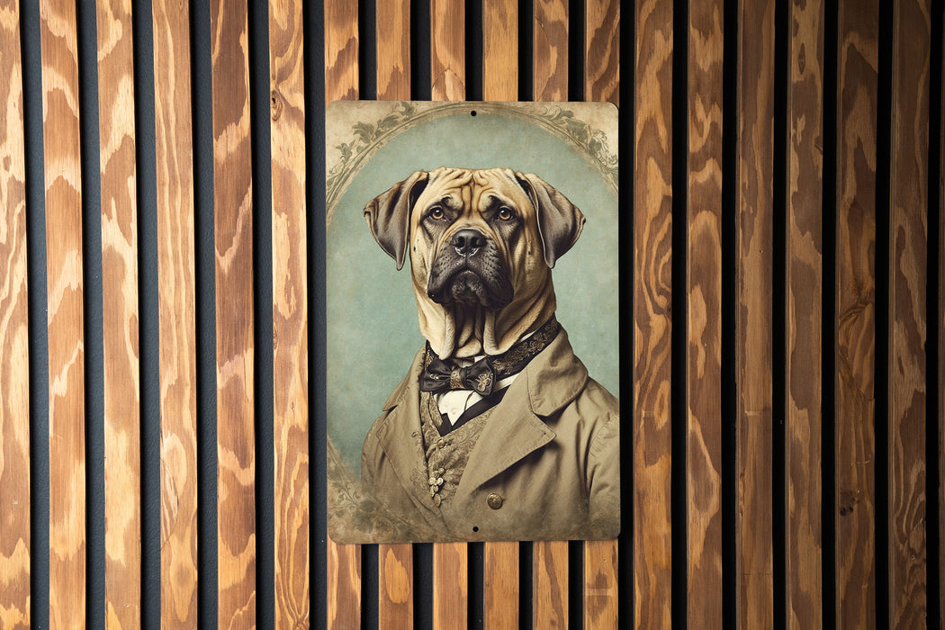 Victorian Portrait of a Mastiff Hound Metal Sign, Antique Dog Art, Vintage Home Decor, Mastiff Lover Gift, Elegant Wall Art