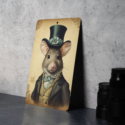 Victorian Portrait of a Mouse Metal Sign, Vintage Rodent Art, Quirky Home Decor, Unique Wall Art, Animal Lover Gift