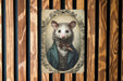 Victorian Portrait of an Opossum Metal Sign, Unique Animal Art, Vintage Home Decor, Opossum Lover Gift, Eclectic Wall Art