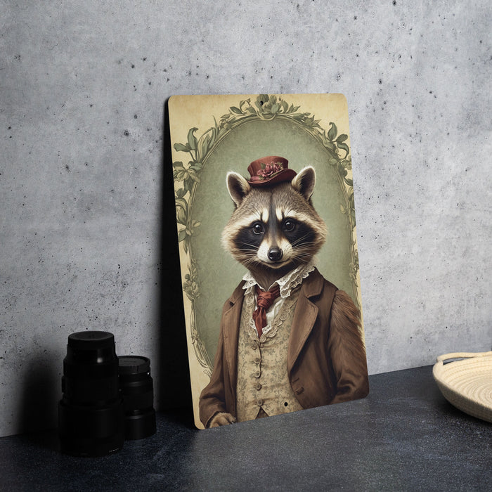 Victorian Portrait of a Raccoon Metal Sign, Antique Animal Art, Unique Home Decor, Vintage Wall Art, Raccoon Lover Gift