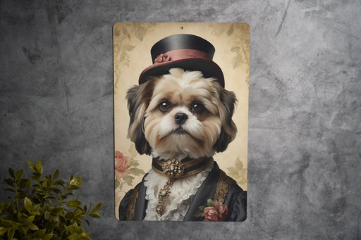 Victorian Portrait of a Shih Tzu Metal Sign, Elegant Dog Art, Vintage Pet Decor, Shih Tzu Lover Gift, Unique Wall Art