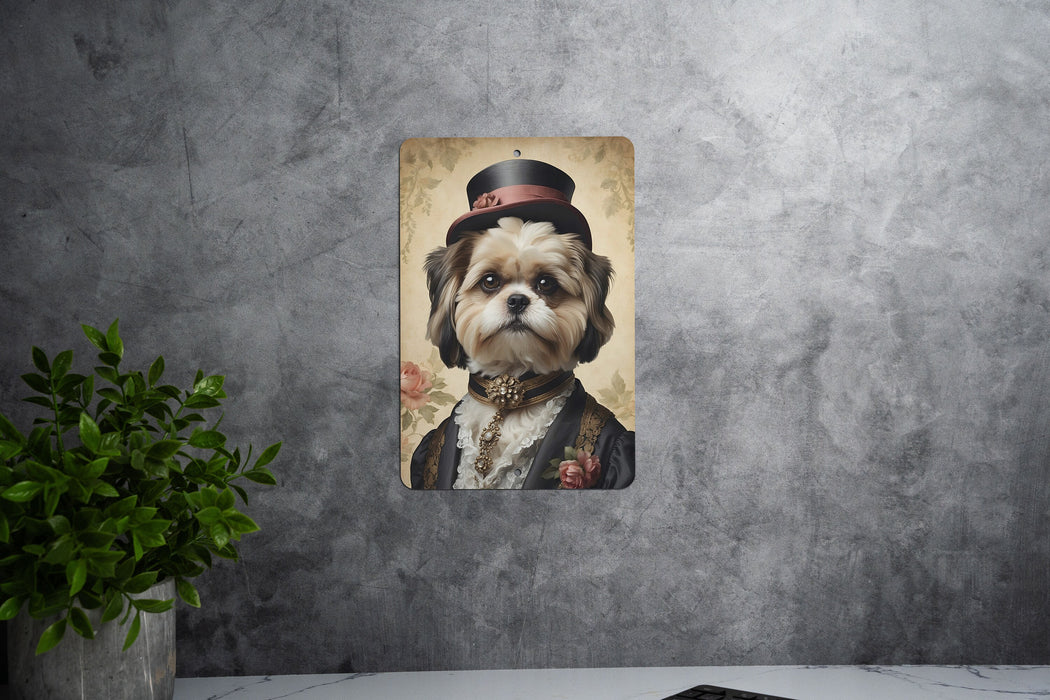 Victorian Portrait of a Shih Tzu Metal Sign, Elegant Dog Art, Vintage Pet Decor, Shih Tzu Lover Gift, Unique Wall Art