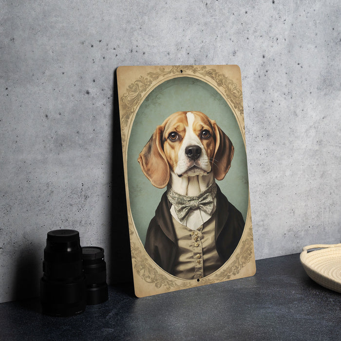 Victorian Portrait of a Beagle Metal Sign, Classic Dog Art, Vintage Home Decor, Beagle Owner Gift, Antique Pet Portrait
