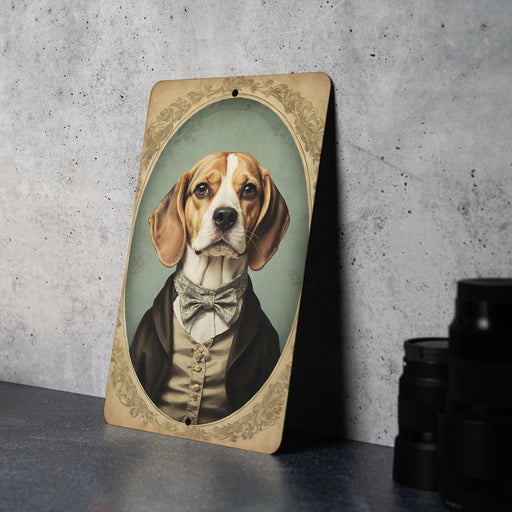 Victorian Portrait of a Beagle Metal Sign, Classic Dog Art, Vintage Home Decor, Beagle Owner Gift, Antique Pet Portrait