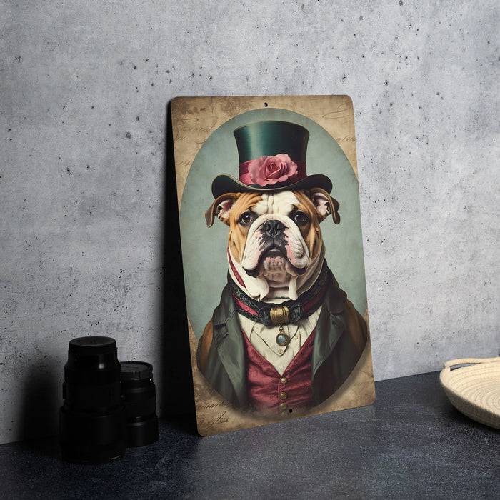 Victorian Portrait of a Bulldog Metal Sign, Antique Dog Art, Bulldog Lover Gift, Vintage Home Decor, Unique Pet Portrait