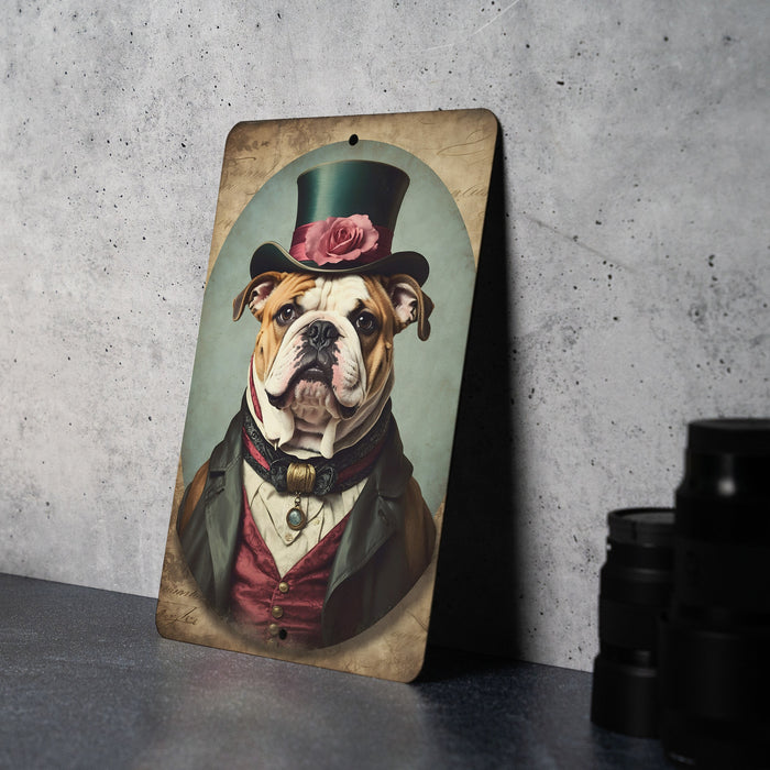 Victorian Portrait of a Bulldog Metal Sign, Antique Dog Art, Bulldog Lover Gift, Vintage Home Decor, Unique Pet Portrait
