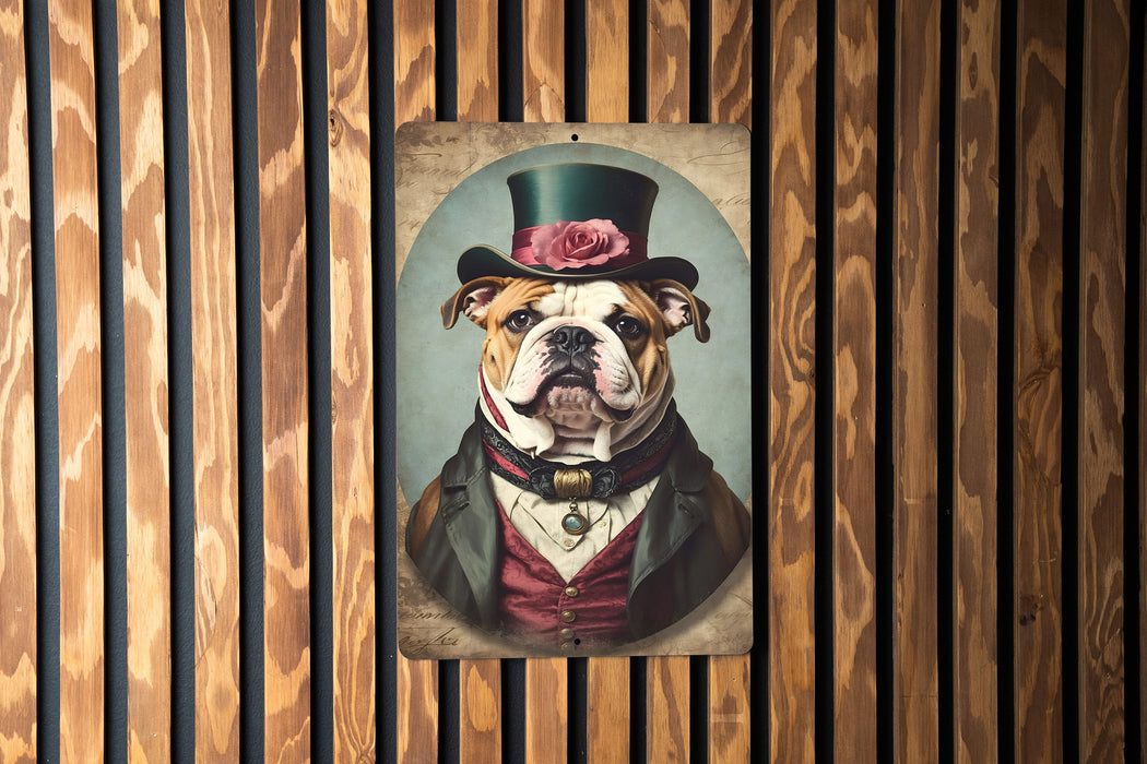 Victorian Portrait of a Bulldog Metal Sign, Antique Dog Art, Bulldog Lover Gift, Vintage Home Decor, Unique Pet Portrait