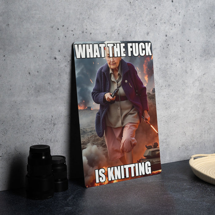 What the Fuck is Knitting Gift for Crocheters Metal Sign, Funny Crochet Decor, Craft Room Art, Knitting Humor, Yarn Lover