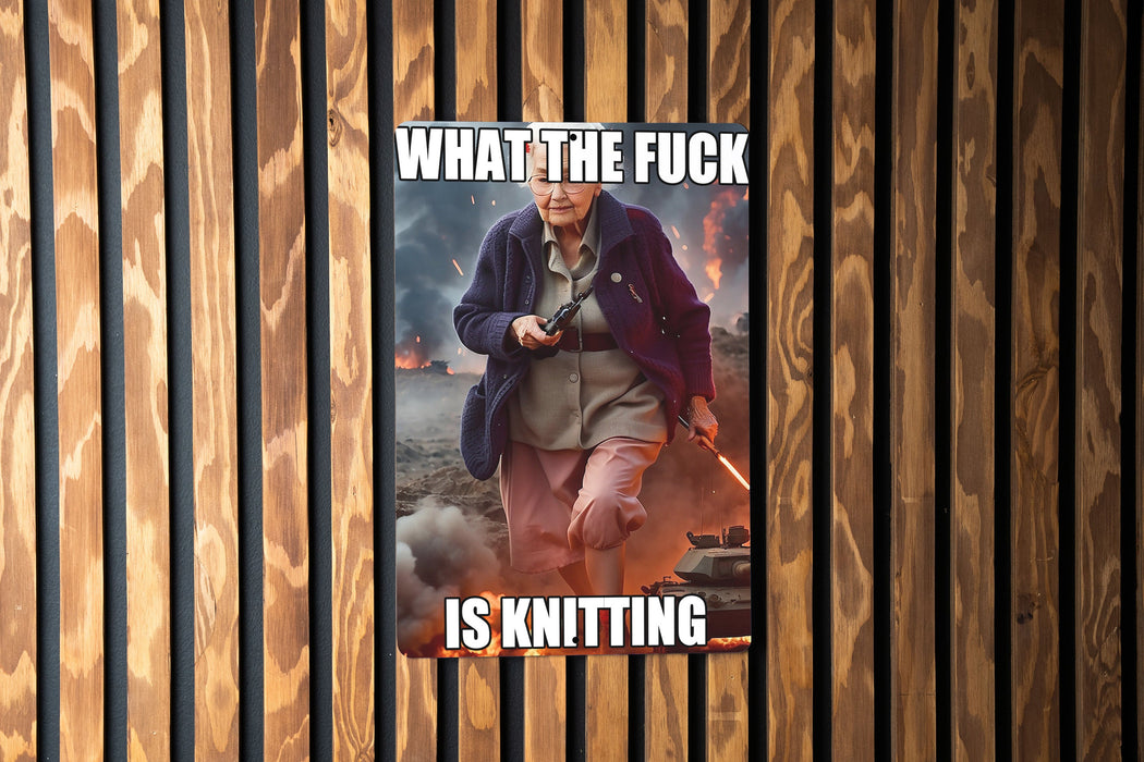 What the Fuck is Knitting Gift for Crocheters Metal Sign, Funny Crochet Decor, Craft Room Art, Knitting Humor, Yarn Lover