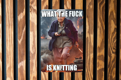 What the Fuck is Knitting Gift for Crocheters Metal Sign, Funny Crochet Decor, Craft Room Art, Knitting Humor, Yarn Lover