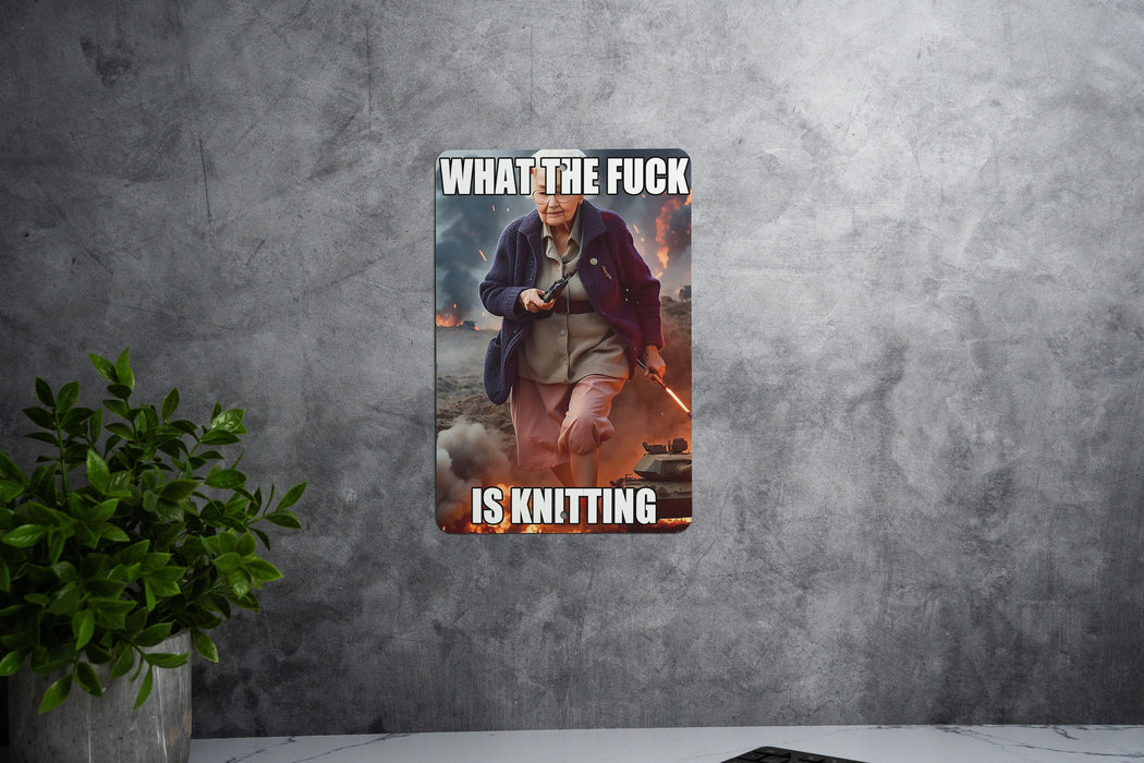 What the Fuck is Knitting Gift for Crocheters Metal Sign, Funny Crochet Decor, Craft Room Art, Knitting Humor, Yarn Lover