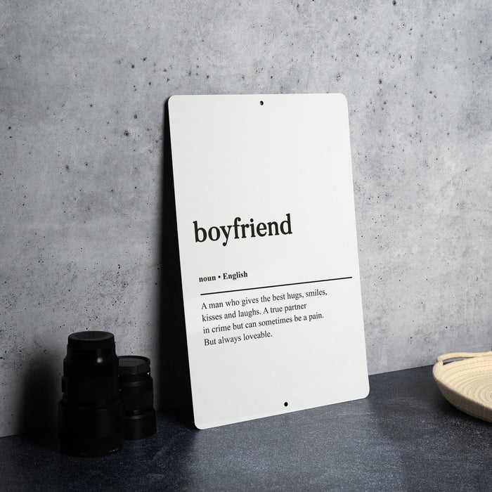 Boyfriend Definition Metal Sign, Relationship Humor, Love and Laughter Decor, Gift for Him, Couple's Wall Art