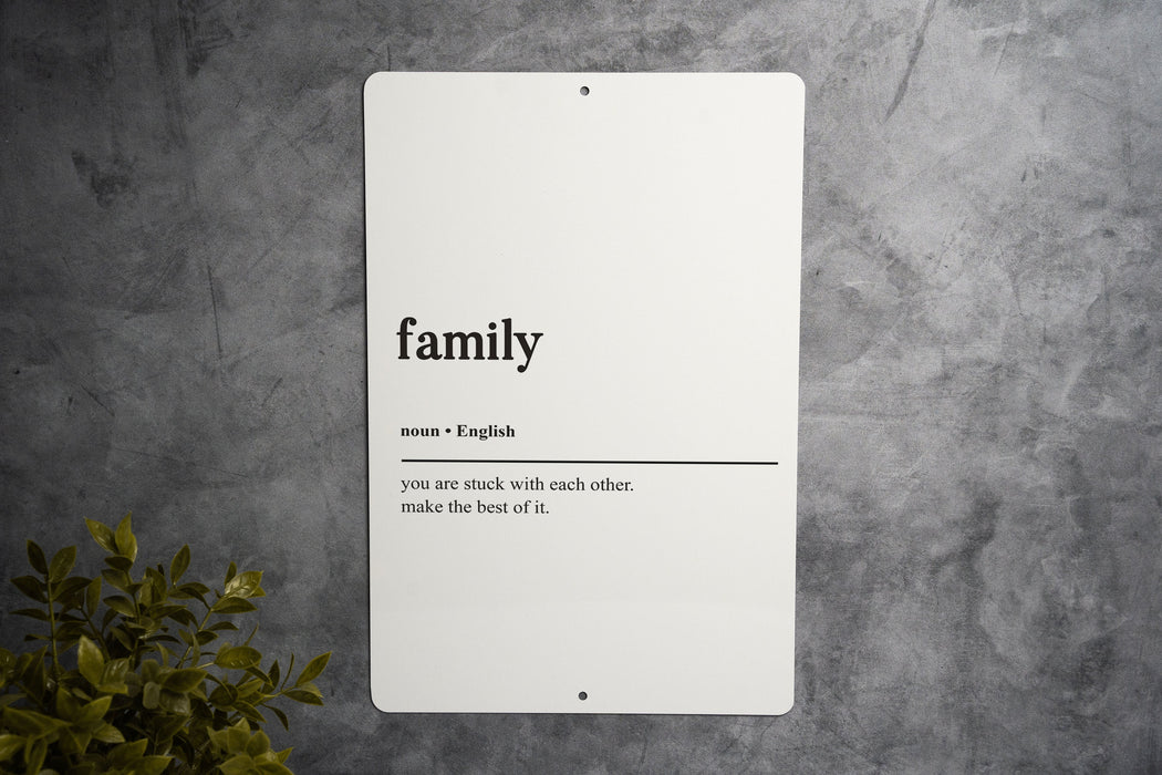 Family Definition Metal Sign, Heartwarming Home Decor, Family Love Art, Inspirational Quote, Household Unity