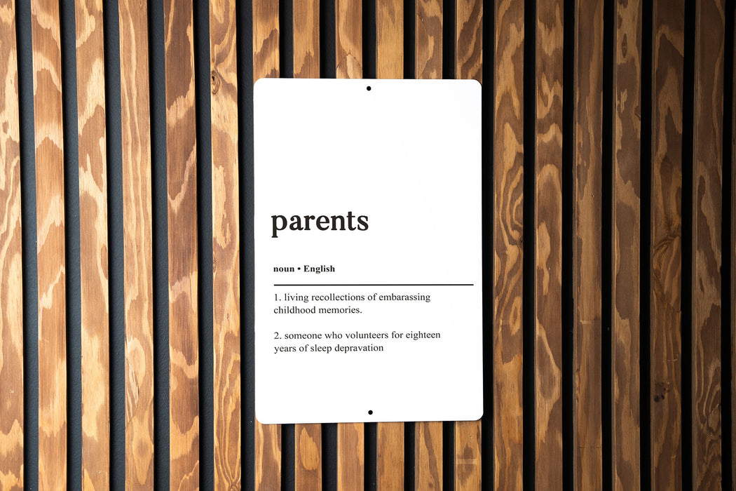 Parents Definition Metal Sign, Family Guidance Decor, Parental Love Art, Guardian Appreciation, Household Leadership