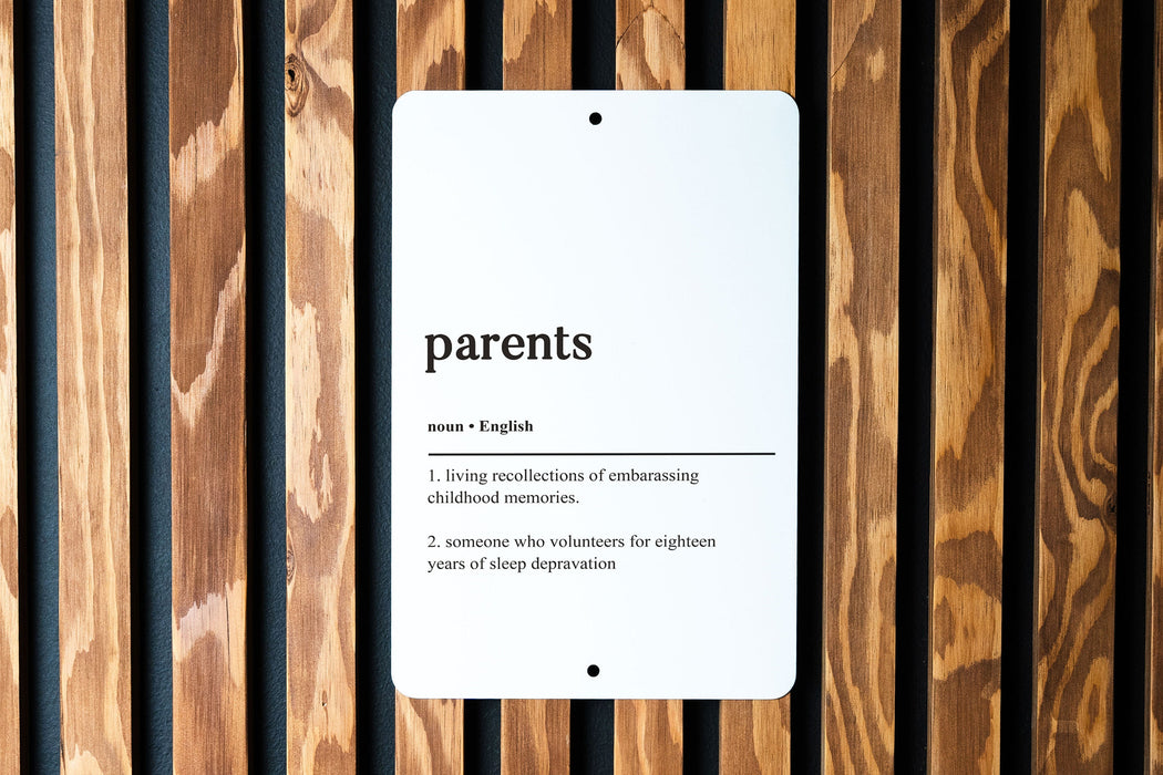 Parents Definition Metal Sign, Family Guidance Decor, Parental Love Art, Guardian Appreciation, Household Leadership
