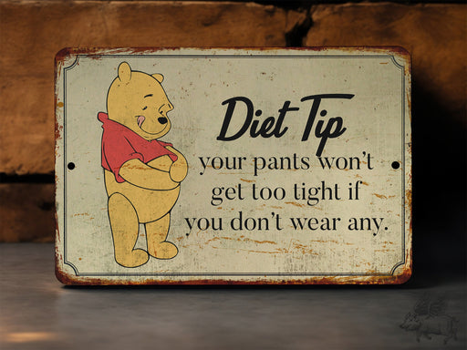 Winnie the Pooh Diet Tip - Metal Sign - Winnie the Pooh - Kitchen Decor - Winnie the Pooh Gift - Funny Winnie The Pooh