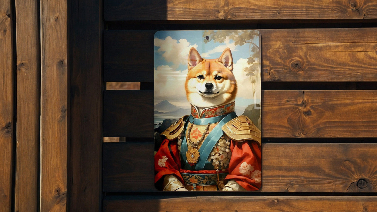 Victorian Samurai Shiba Inu Metal Sign - Warrior Spirit, Noble Breed, Bushido Canine, Period Samurai Decor, Japanese Dog Art