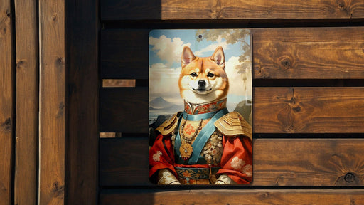 Victorian Samurai Shiba Inu Metal Sign - Warrior Spirit, Noble Breed, Bushido Canine, Period Samurai Decor, Japanese Dog Art