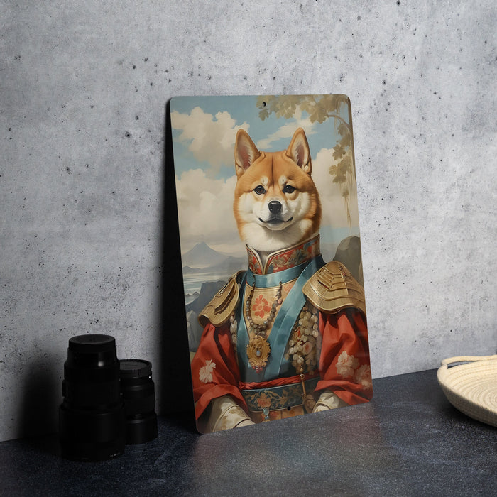 Victorian Samurai Shiba Inu Metal Sign - Warrior Spirit, Noble Breed, Bushido Canine, Period Samurai Decor, Japanese Dog Art