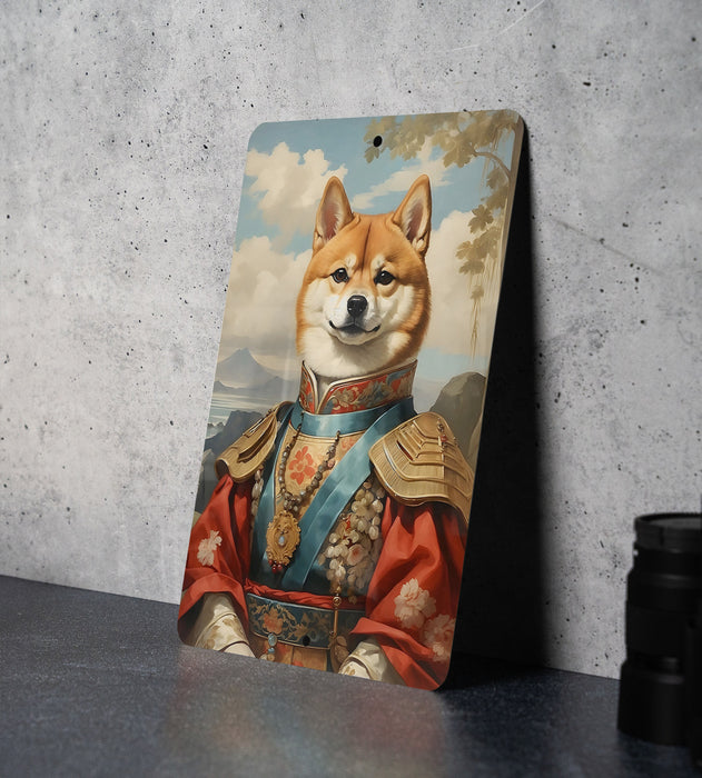 Victorian Samurai Shiba Inu Metal Sign - Warrior Spirit, Noble Breed, Bushido Canine, Period Samurai Decor, Japanese Dog Art
