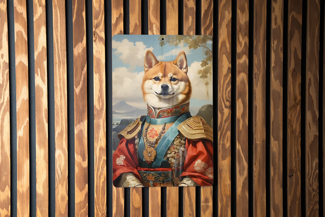 Victorian Samurai Shiba Inu Metal Sign - Warrior Spirit, Noble Breed, Bushido Canine, Period Samurai Decor, Japanese Dog Art