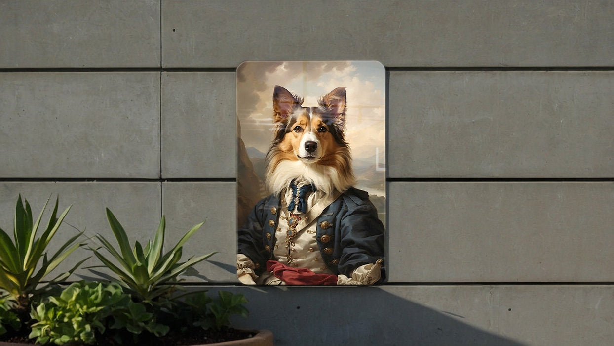 Victorian Shetland Sheepdog Metal Sign - Regal Herder, Noble Companion, Aristocratic Collie, Period Elegance, Classic Sheepdog Decor