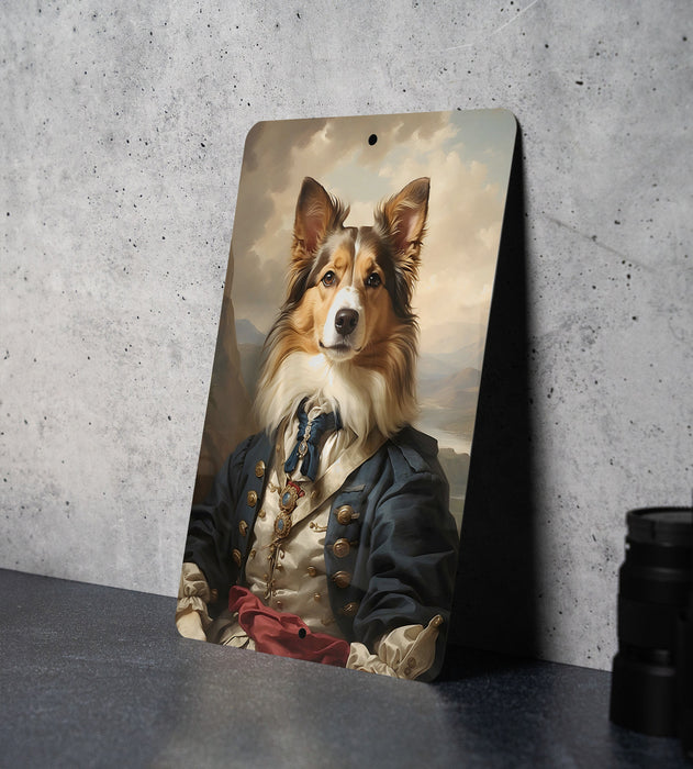Victorian Shetland Sheepdog Metal Sign - Regal Herder, Noble Companion, Aristocratic Collie, Period Elegance, Classic Sheepdog Decor