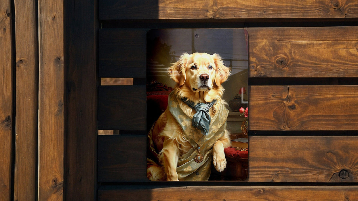 Victorian Golden Retriever Painting Metal Sign - Noble Companion, Regal Retriever, Aristocratic Friend, Period Elegance, Classic Dog Art