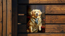 Victorian Golden Retriever Painting Metal Sign - Noble Companion, Regal Retriever, Aristocratic Friend, Period Elegance, Classic Dog Art
