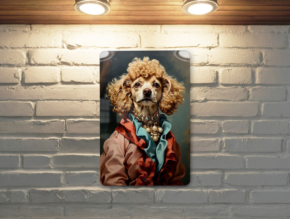 Victorian Poodle Painting Metal Sign - Regal Poodle, Aristocratic Elegance, Noble Breed, Period Decor, Sophisticated Poodle Art