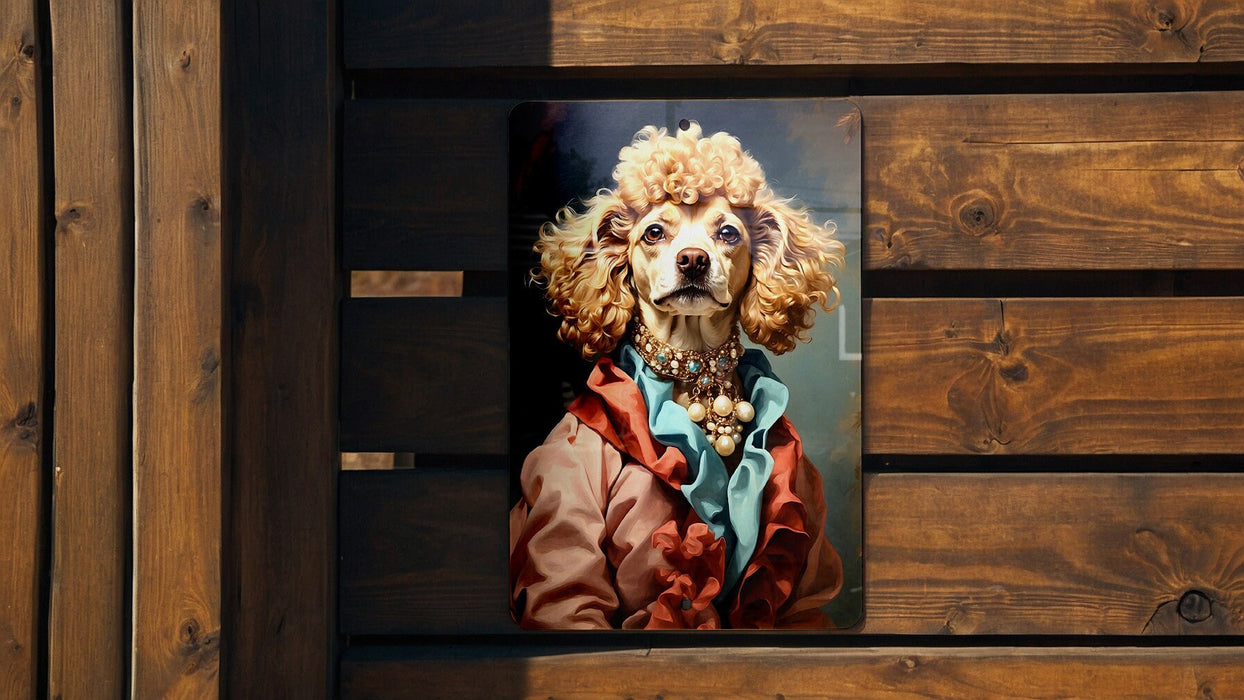Victorian Poodle Painting Metal Sign - Regal Poodle, Aristocratic Elegance, Noble Breed, Period Decor, Sophisticated Poodle Art