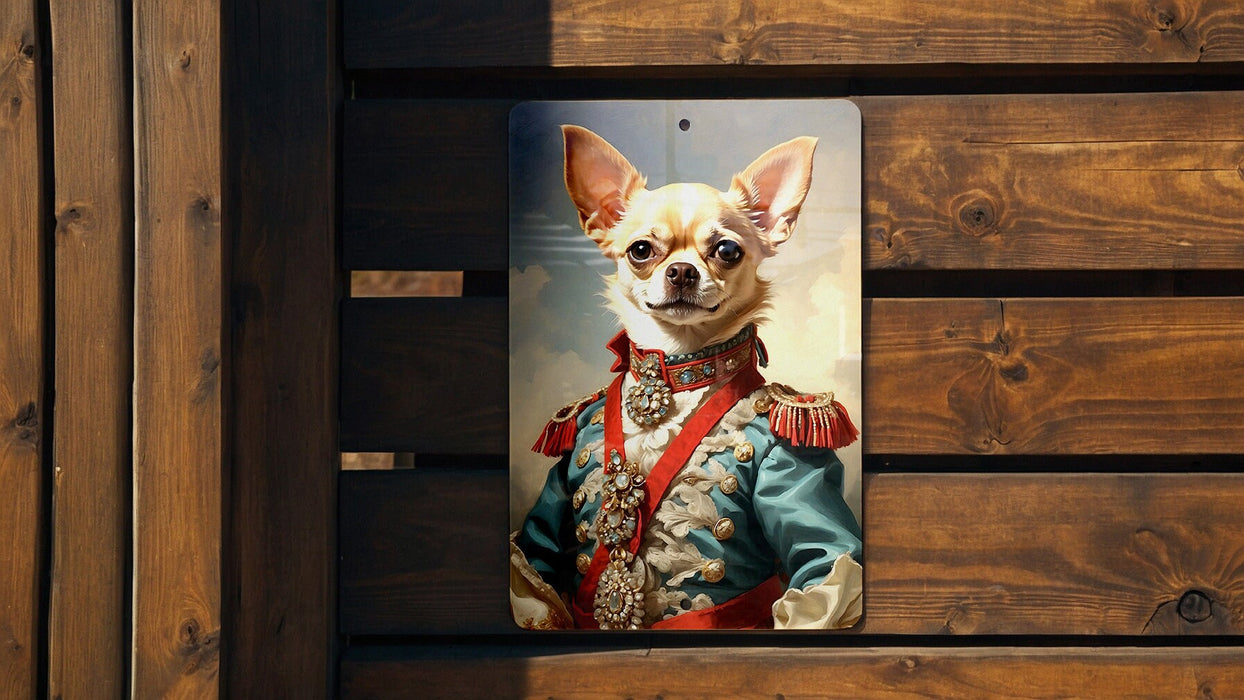 Victorian Warrior Chihuahua Metal Sign - Tiny Guardian, Noble Warrior, Period Chihuahua, Regal Protector, Chihuahua Decor