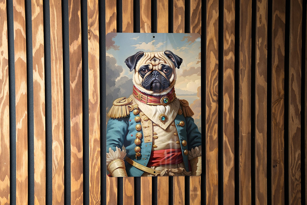 Victorian Warrior Pug Metal Sign - Regal Fighter, Noble Pug, Period Warrior, Aristocratic Guard, Pug Decor