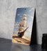Sailboat on Sand Painting Metal Sign - Emerald Sea, Desert Voyage, Nautical Fantasy, Sand Sailing, Dreamy Seascape