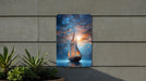 Sail Boat in Galaxy Wall Art Metal Sign - Cosmic Voyage, Starry Sailing, Space Exploration, Galactic Seas, Astral Journey