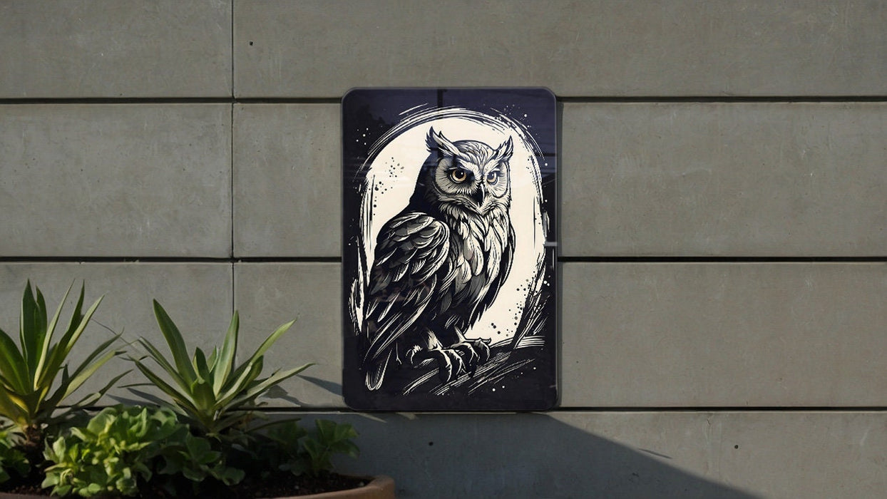 Simplistic Owl Wall Art Metal Sign - Minimalist Bird, Nature’s Wisdom, Elegant Feather, Serene Avian, Modern Decor