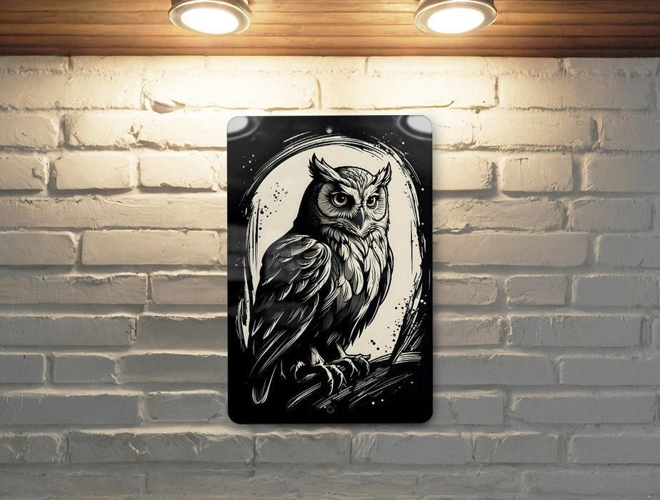 Simplistic Owl Wall Art Metal Sign - Minimalist Bird, Nature’s Wisdom, Elegant Feather, Serene Avian, Modern Decor
