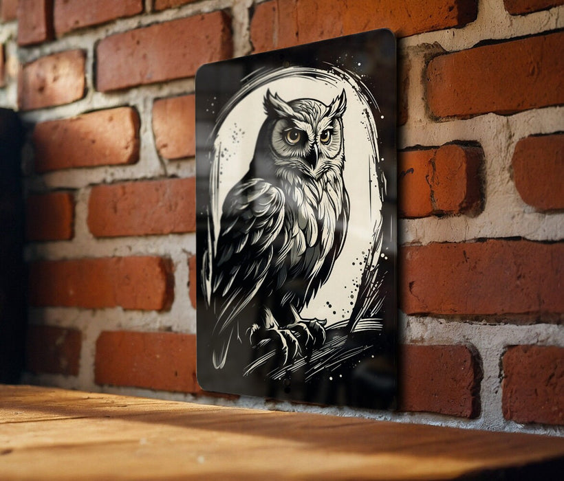 Simplistic Owl Wall Art Metal Sign - Minimalist Bird, Nature’s Wisdom, Elegant Feather, Serene Avian, Modern Decor